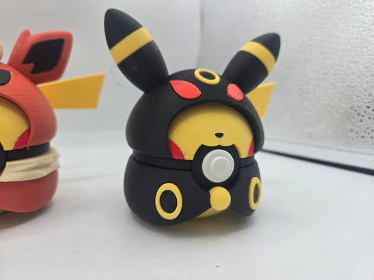 Pikachu Poncho Eeveelution Pokeball Clicker Fidget or Display 3D print close-up detail shot