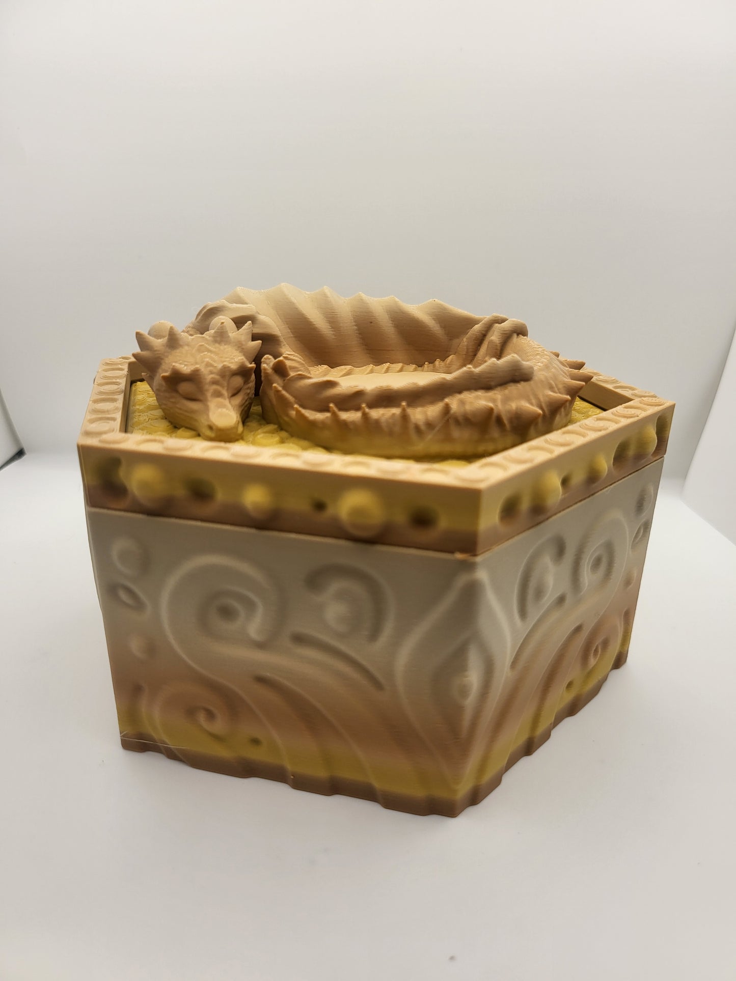 Dragon Guardian Trinket Box with Small Jewelry Tray on the Lid | 3D Print