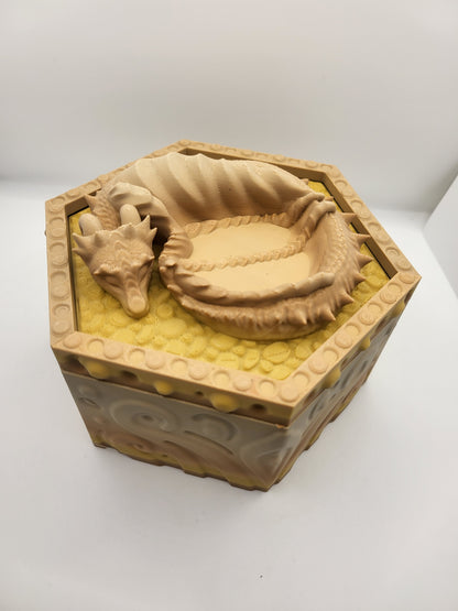 Dragon Guardian Trinket Box with Small Jewelry Tray on the Lid | 3D Print