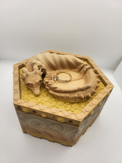 Dragon Guardian Trinket Box with Small Jewelry Tray on the Lid | 3D Print