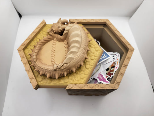 Dragon Guardian Trinket Box with Small Jewelry Tray on the Lid | 3D Print