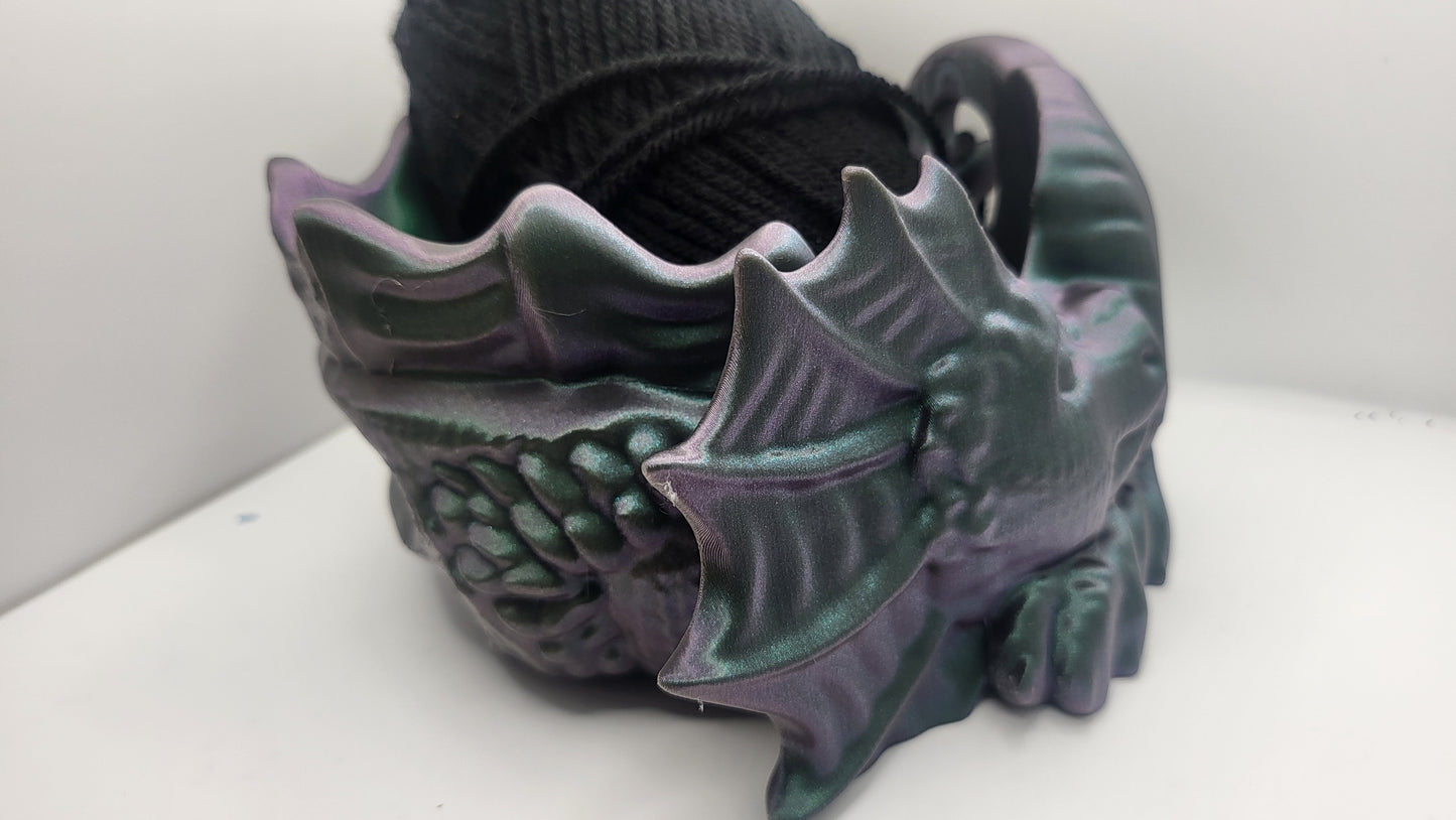 Dragon Yarn Bowl with optional Storage Holes for Hooks, Needles and Other Accessories | 3D Print