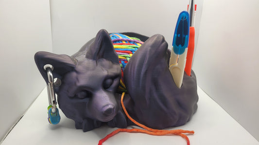 Fox Yarn Bowl with Storage Holes for Hooks, Needles, Stitch Markers or Other Accessories | 3D Print