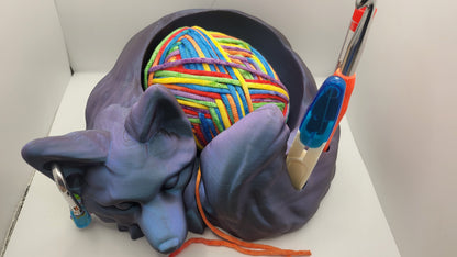 Fox Yarn Bowl with Storage Holes for Hooks, Needles, Stitch Markers or Other Accessories | 3D Print