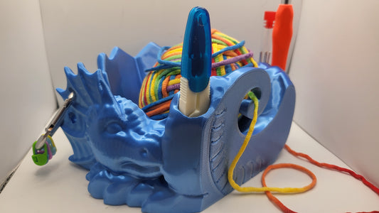 Dragon Yarn Bowl with optional Storage Holes for Hooks, Needles and Other Accessories | 3D Print