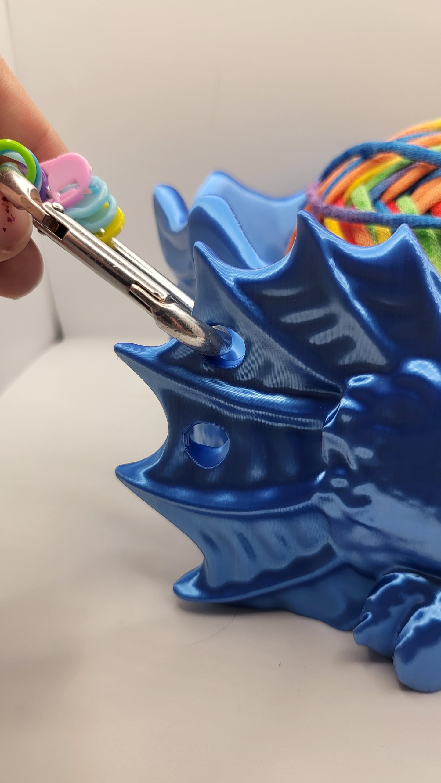 Dragon Yarn Bowl with optional Storage Holes for Hooks, Needles and Other Accessories | 3D Print