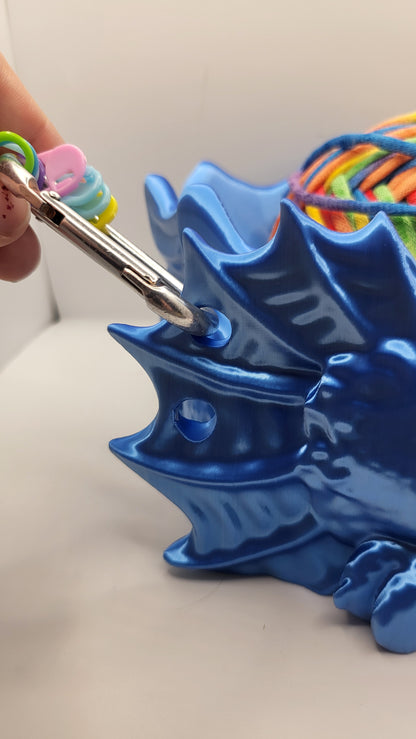 Dragon Yarn Bowl with optional Storage Holes for Hooks, Needles and Other Accessories | 3D Print