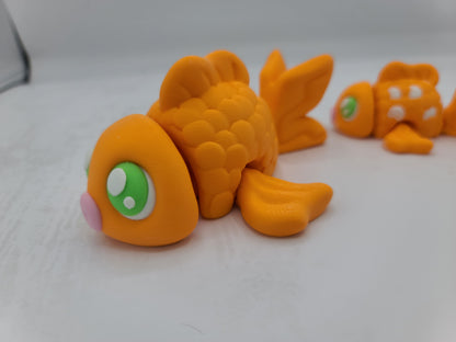 Cute Goldfish Flexi Plain or Accented Scales | Available in Two Sizes | 3D Print