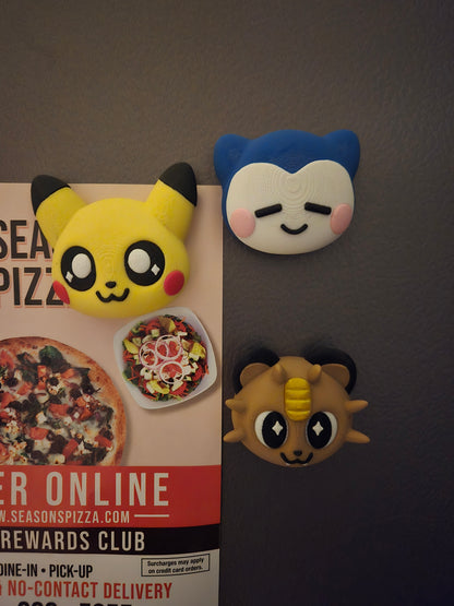 Pokemon Magnet Pikachu, Snorlax, Meowth, Bulbasaur, Squirtle, Charmander, Psyduck