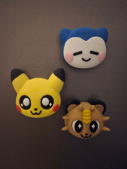 Pokemon Magnet Pikachu, Snorlax, Meowth, Bulbasaur, Squirtle, Charmander, Psyduck