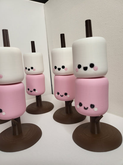 Kawaii Marshmallows on a Roasting Stick Cute Desk Decor | 3D Print