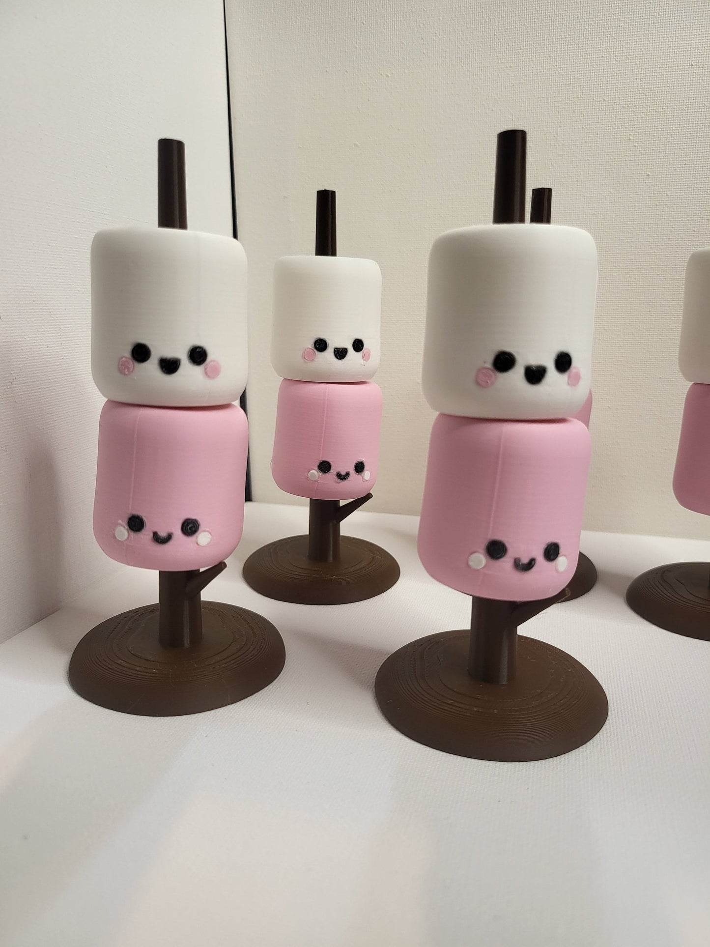 Kawaii Marshmallows on a Roasting Stick Cute Desk Decor | 3D Print
