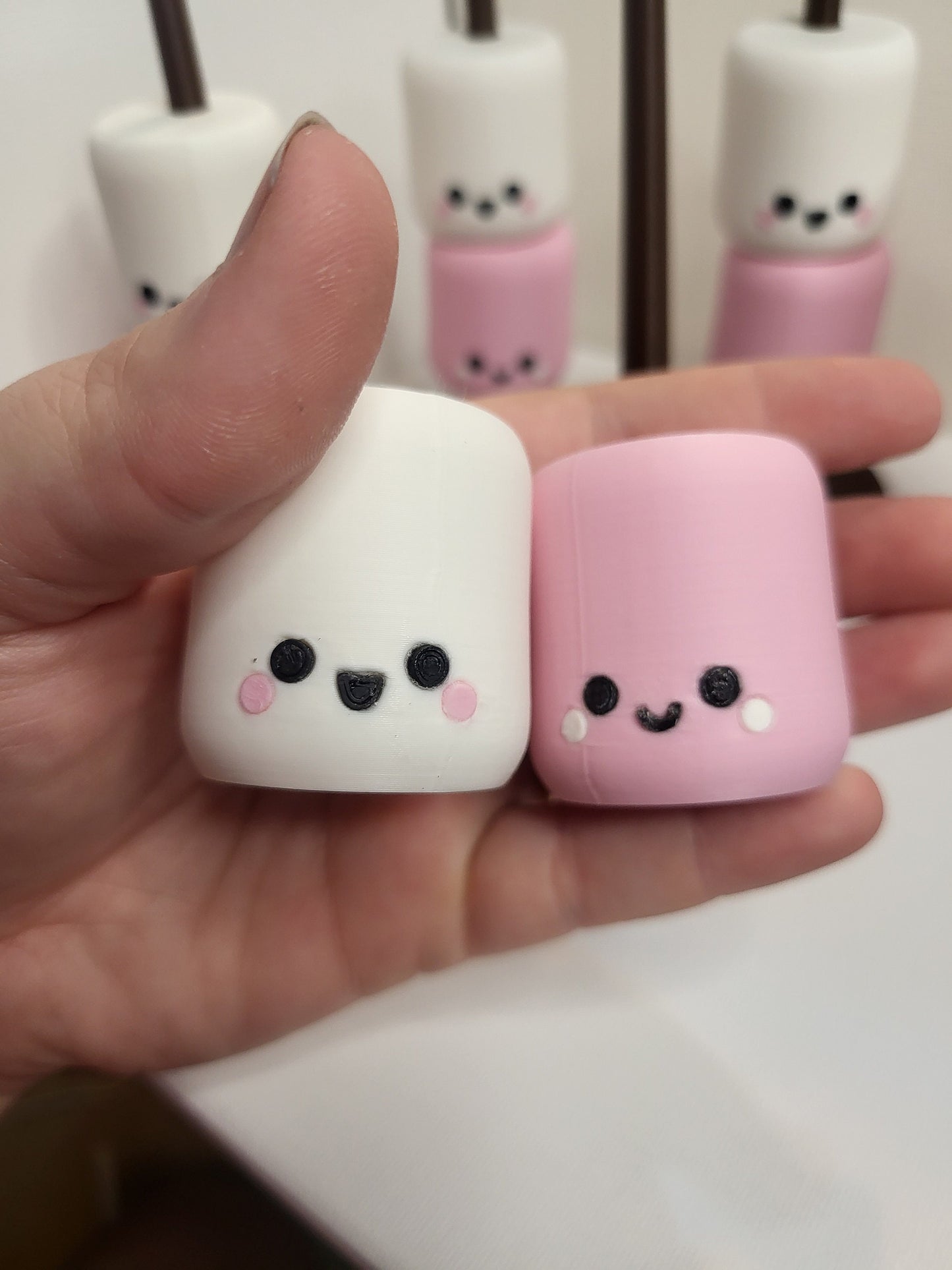 Kawaii Marshmallows on a Roasting Stick Cute Desk Decor | 3D Print