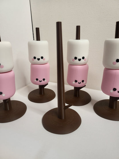 Kawaii Marshmallows on a Roasting Stick Cute Desk Decor | 3D Print