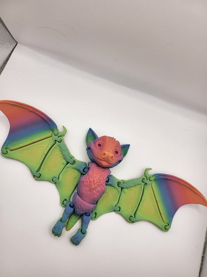 Fruit bat 3D print side view showing articulated wing span