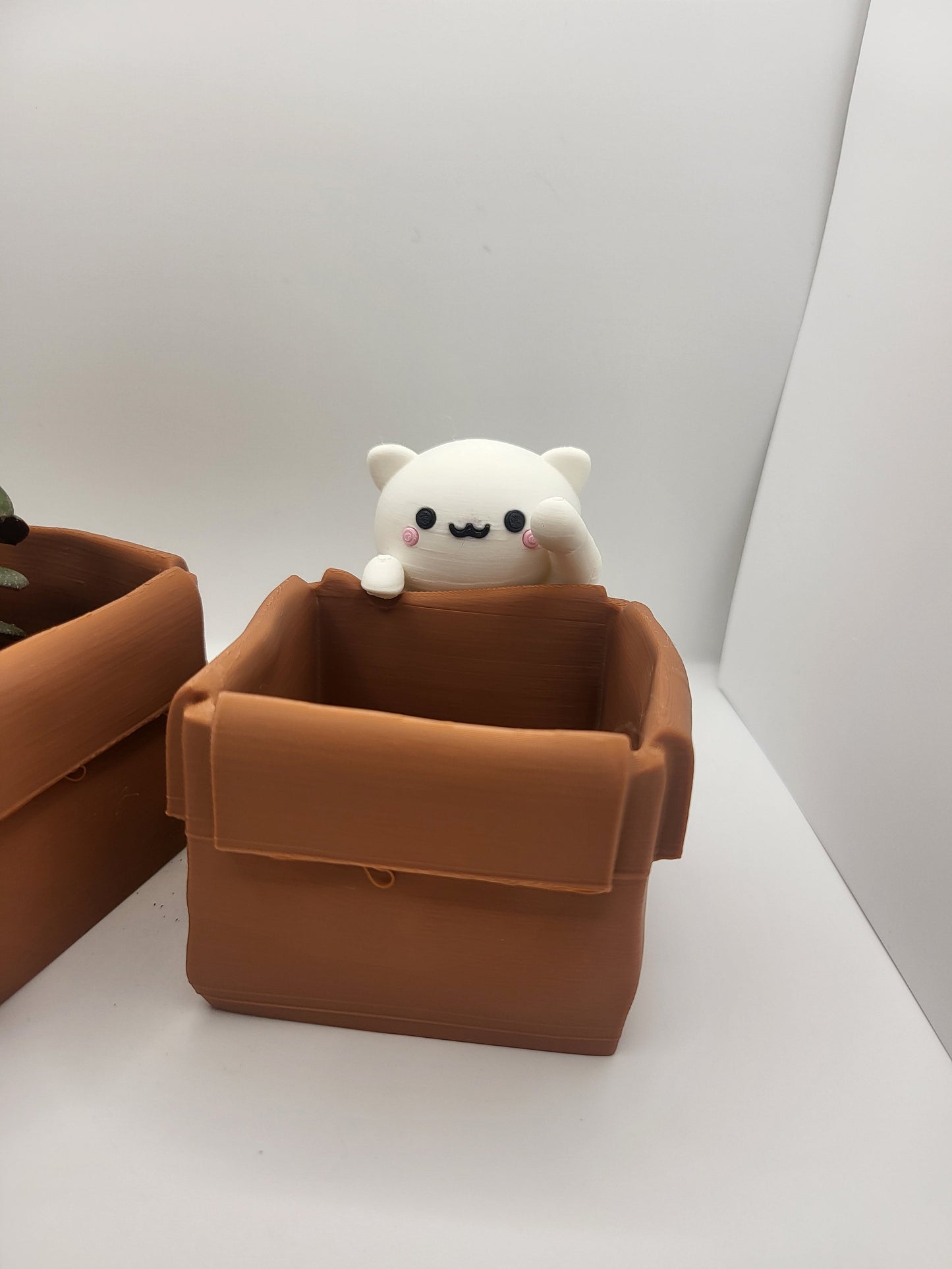 Kawaii Kitty with a Box Planter (3D Print)