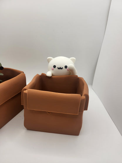 Kawaii Kitty with a Box Planter (3D Print)