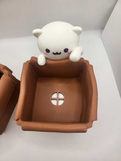 Kawaii Kitty with a Box Planter (3D Print)