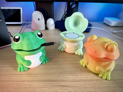 Cute Frog Phone/Phone Charger Holder/Apple Wireless Charger Dock 3D Print