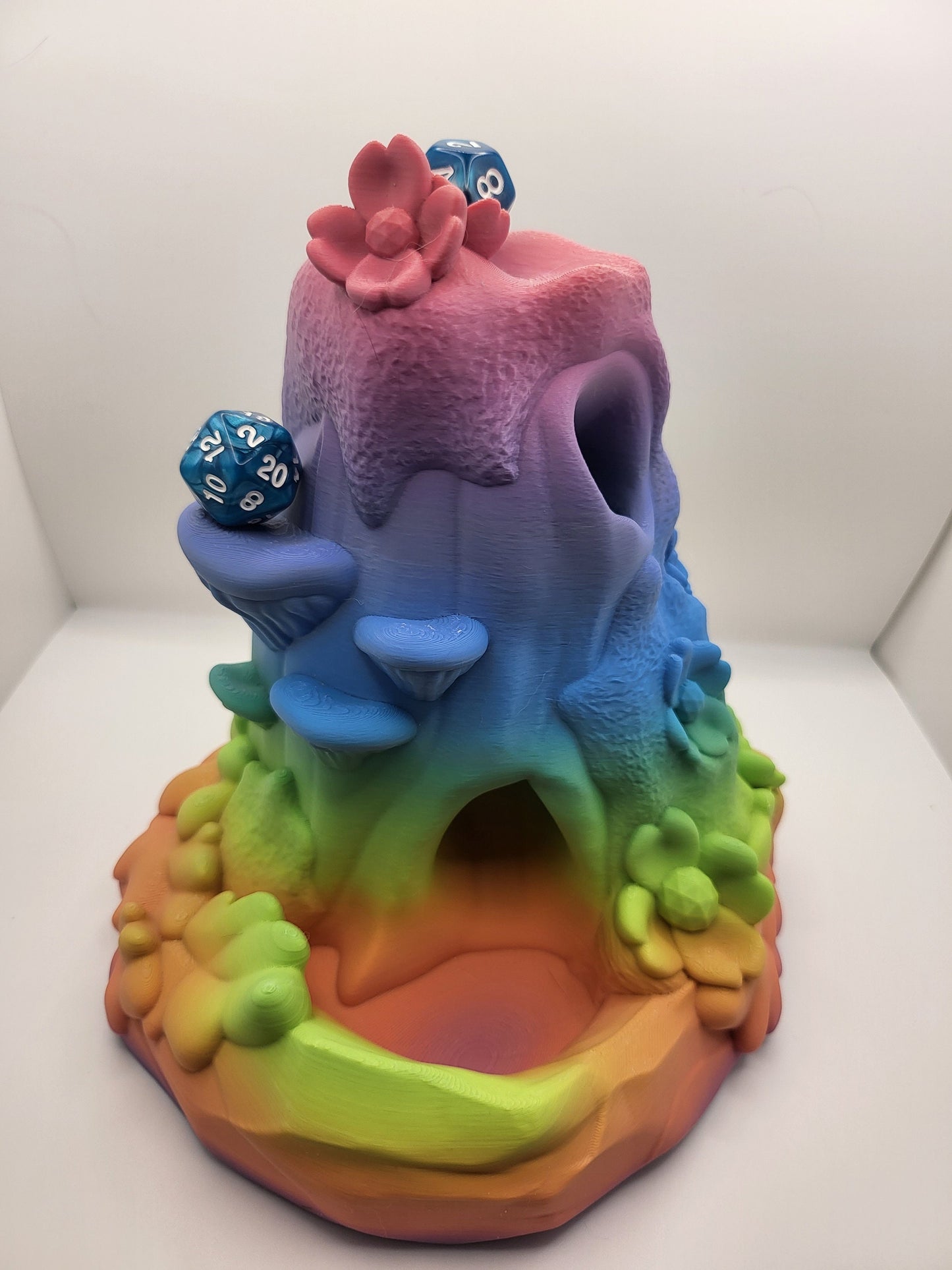 Kosha Forest Single Dice Roll Tower with Mushroom and Cherry Blossoms 3D Print