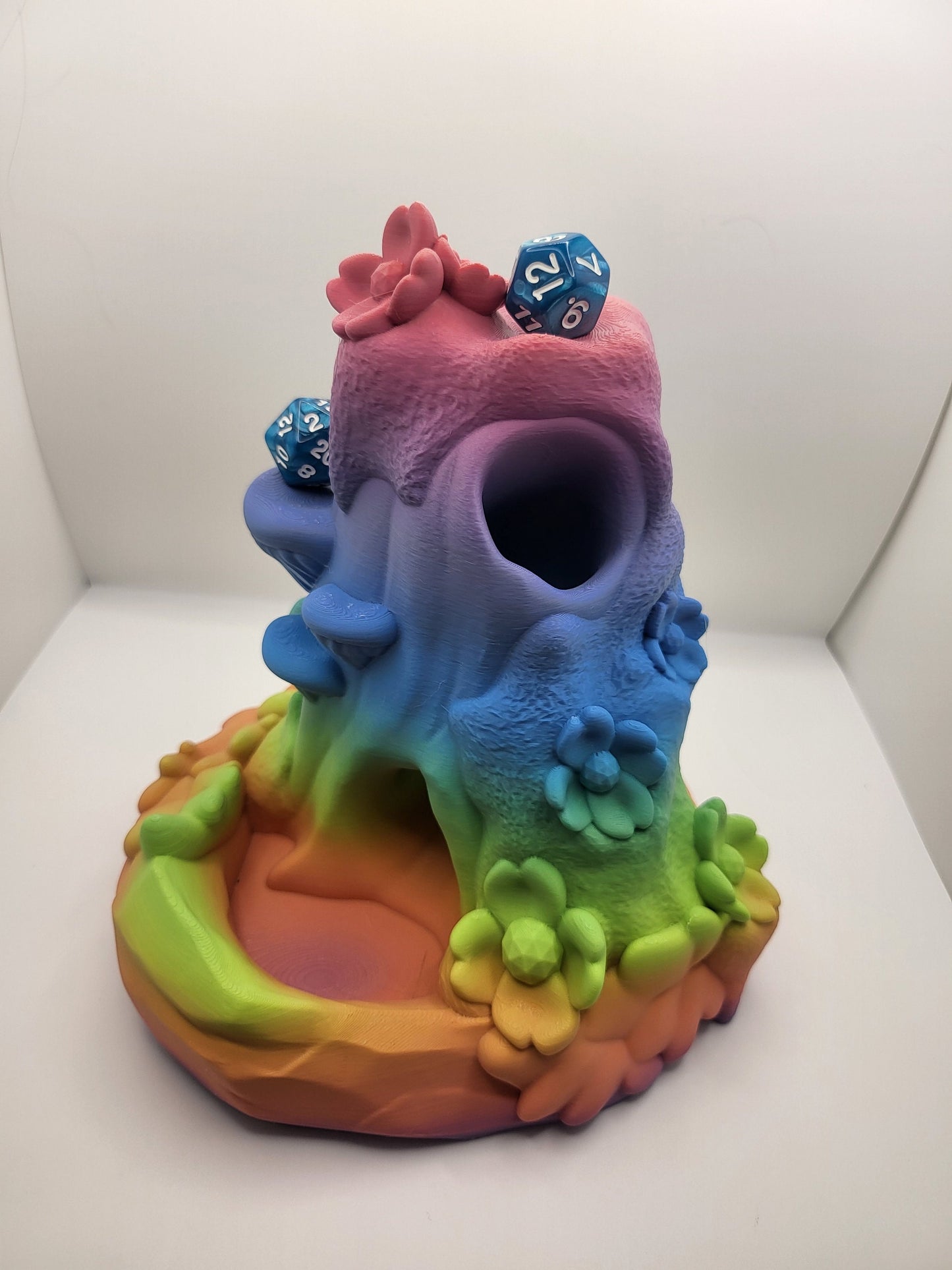 Kosha Forest Single Dice Roll Tower with Mushroom and Cherry Blossoms 3D Print