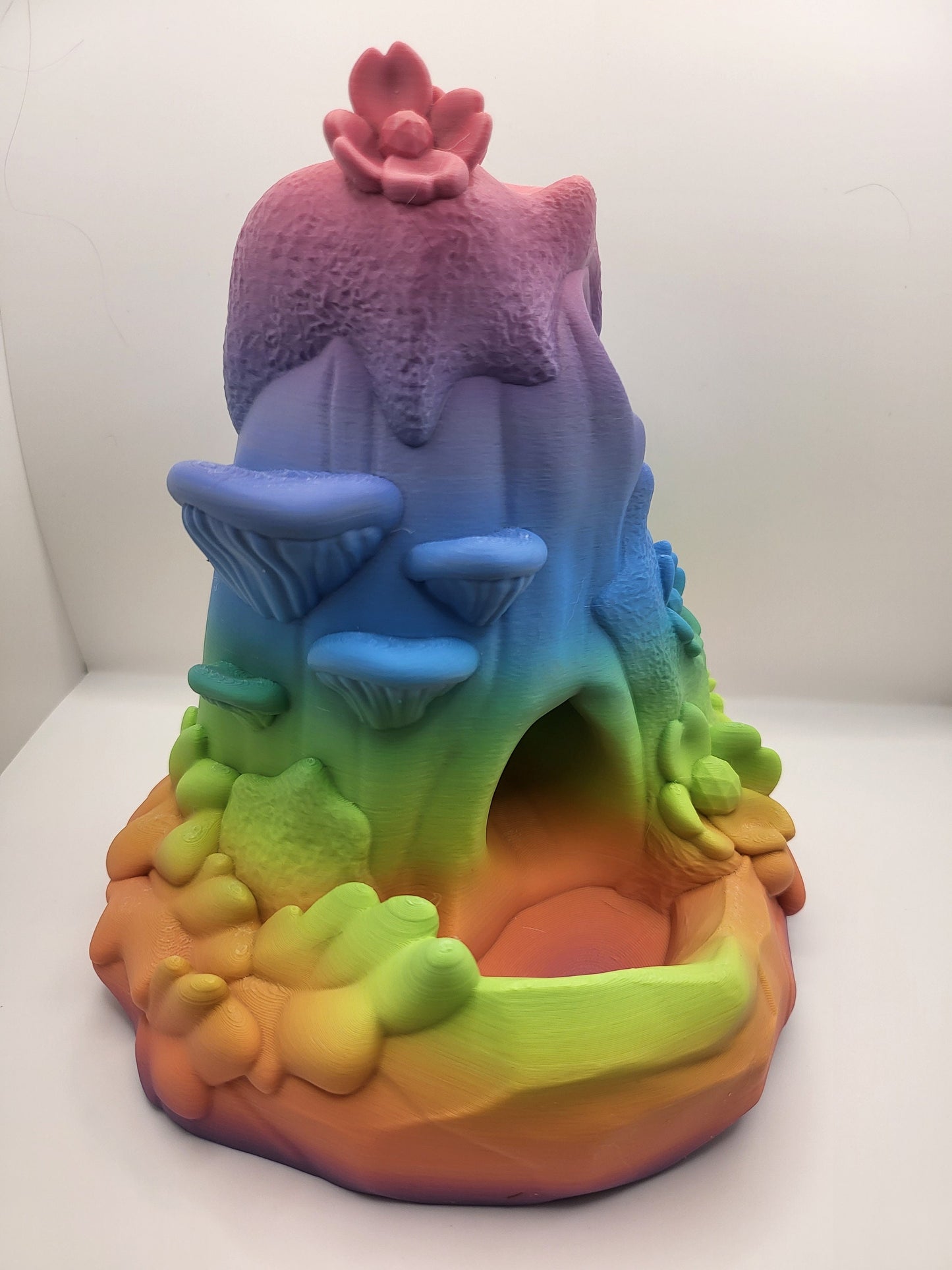 Kosha Forest Single Dice Roll Tower with Mushroom and Cherry Blossoms 3D Print