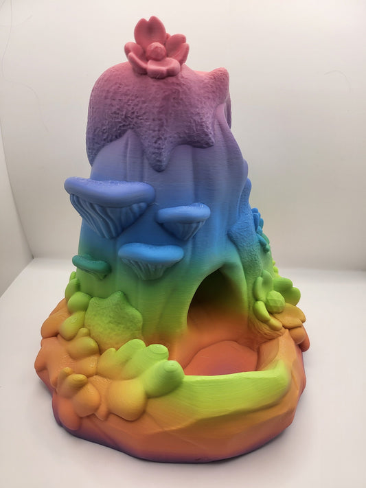 Kosha Forest Single Dice Roll Tower with Mushroom and Cherry Blossoms 3D Print