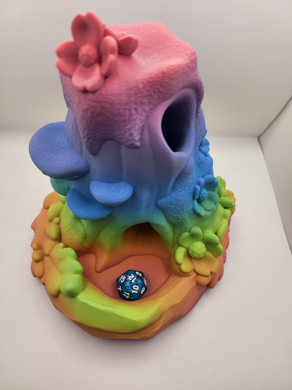 Kosha Forest Single Dice Roll Tower with Mushroom and Cherry Blossoms 3D Print