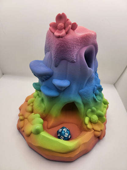 Kosha Forest Single Dice Roll Tower with Mushroom and Cherry Blossoms 3D Print