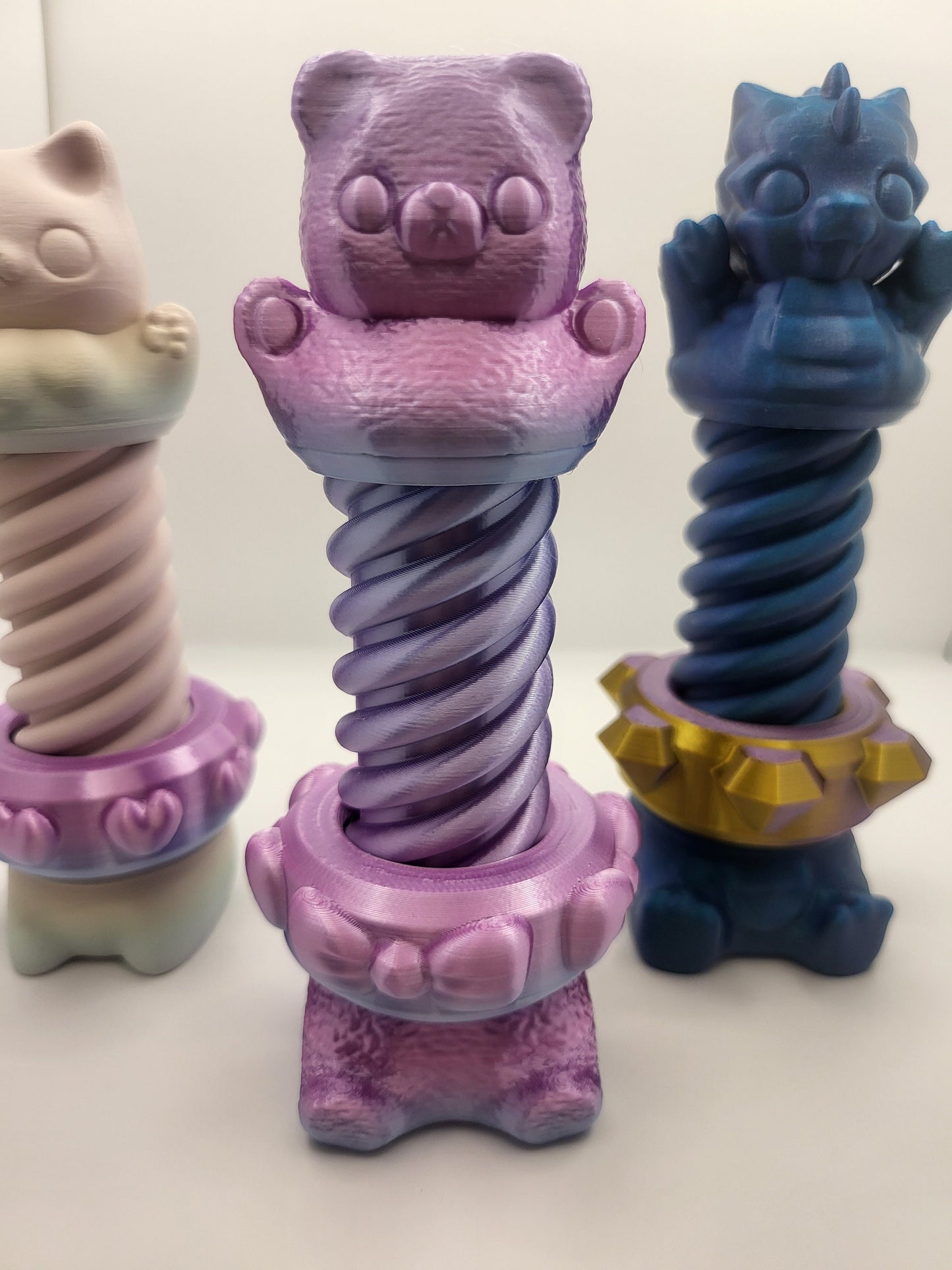 Cute Animal Fidget Screws Bear Dragon Cat 3D Print
