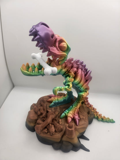 3D Printed Flexi T-Rex Skeleton Dinosaur with Optional Bone and Stand Accessories