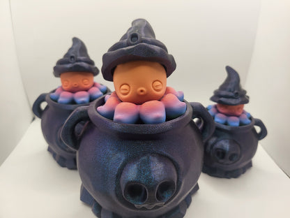 Cute Octopus Fidget Spinner with Optional Cauldron and Witch Hat | 3D Print