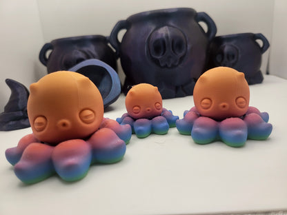 Cute Octopus Fidget Spinner with Optional Cauldron and Witch Hat | 3D Print