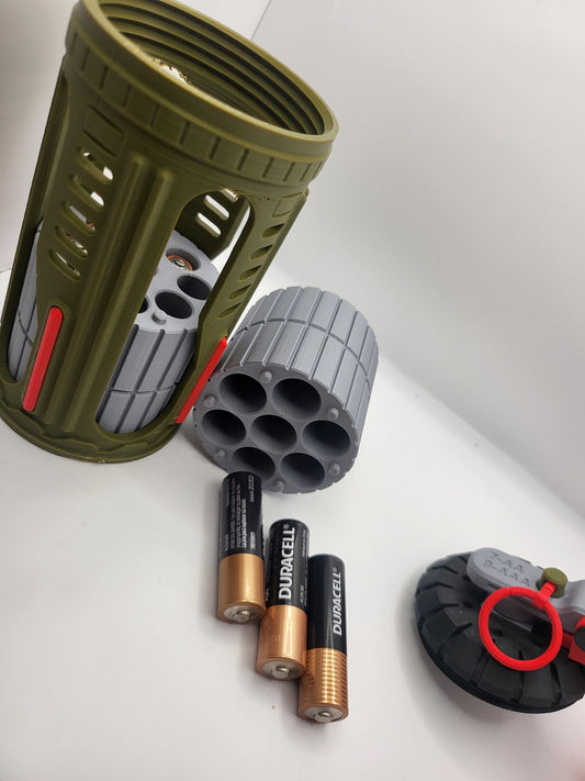 Futuristic Grenade AA/AAA Battery Storage 3D Print