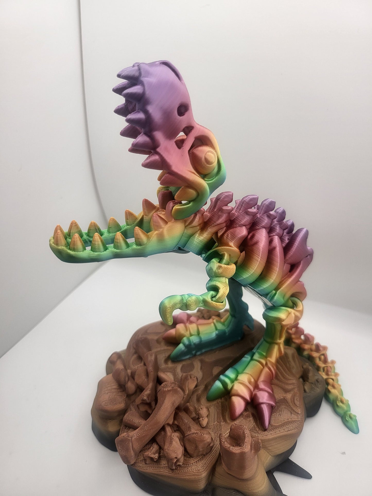 3D Printed Flexi T-Rex Skeleton Dinosaur with Optional Bone and Stand Accessories
