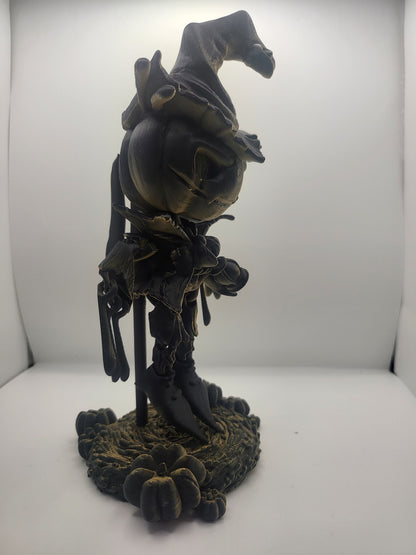 Pumpkin Scarecrow Articulated 3D Print with Pitchfork Stand and Base