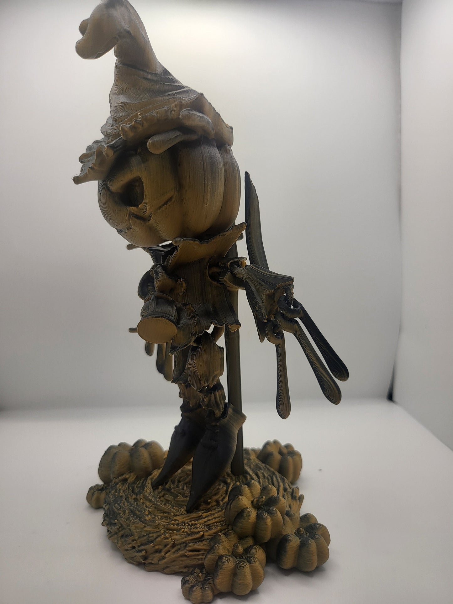 Pumpkin Scarecrow Articulated 3D Print with Pitchfork Stand and Base