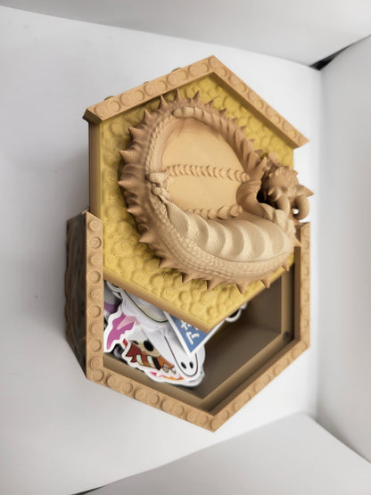 Dragon Guardian Trinket Box with Small Jewelry Tray on the Lid | 3D Print