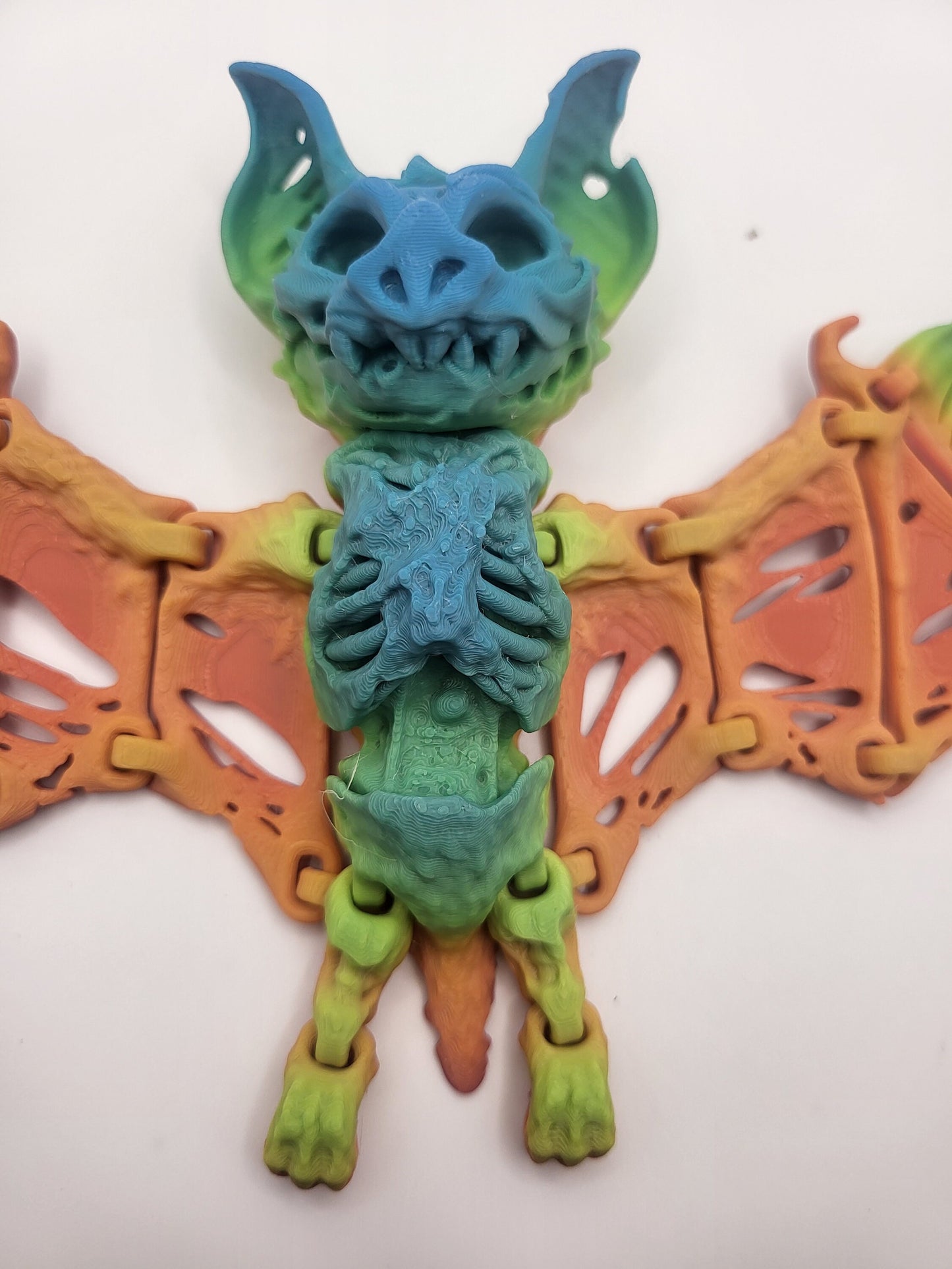 Zombie bat 3D print side view showing undead wing detail