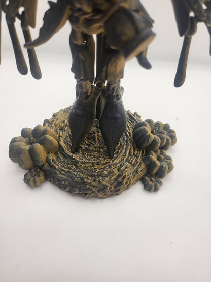 Pumpkin Scarecrow Articulated 3D Print with Pitchfork Stand and Base