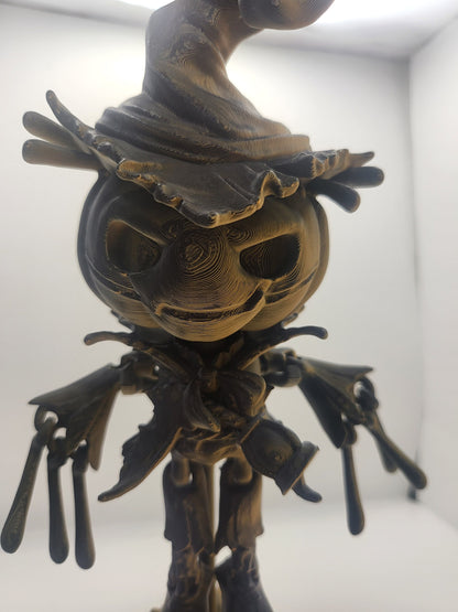 Pumpkin Scarecrow Articulated 3D Print with Pitchfork Stand and Base