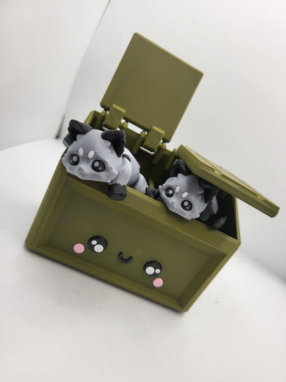 Trash Pandas - Articulated Raccoons - Optional Dumpster Accessory | 3D Print