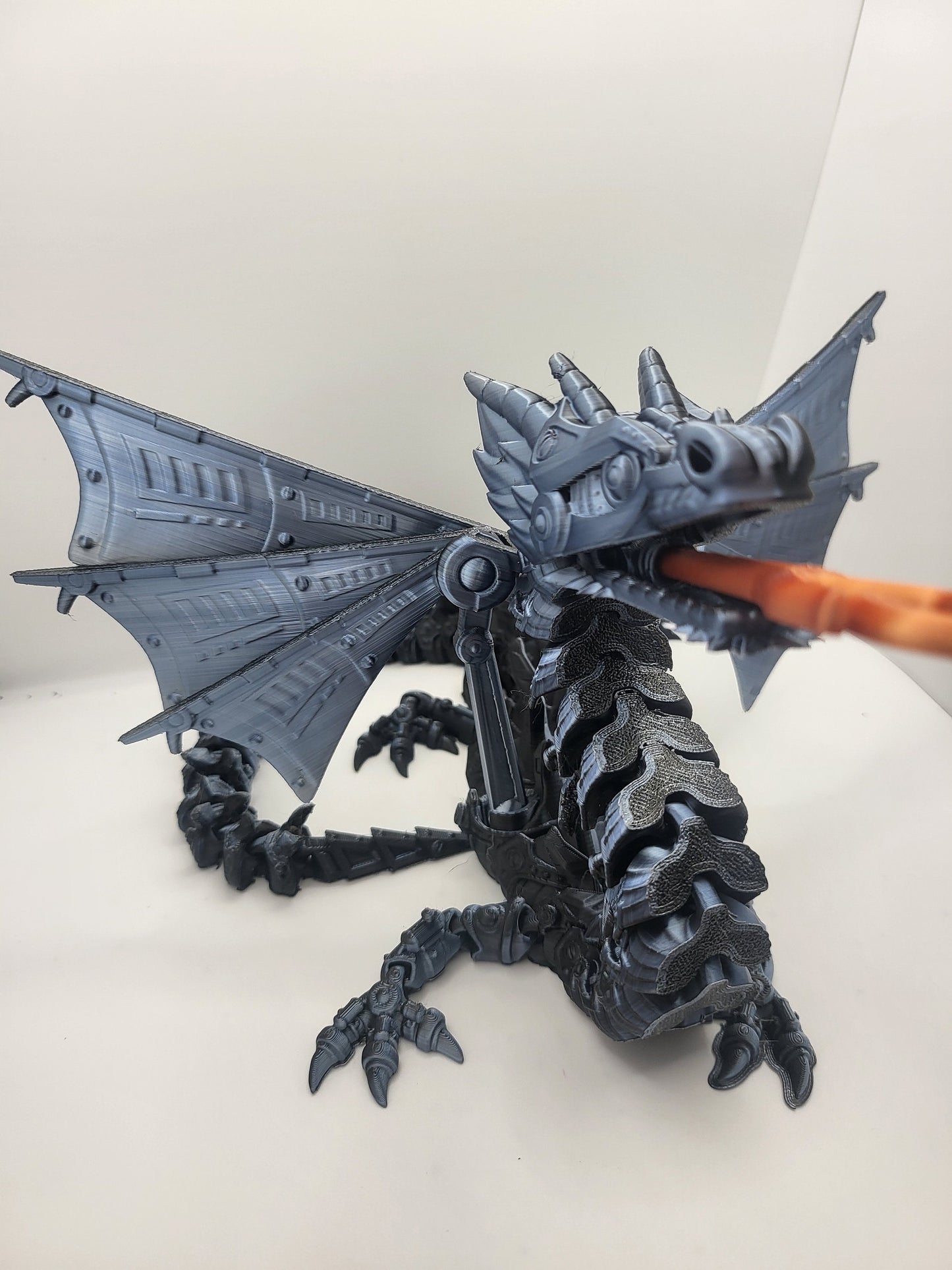 Winged Mech Dragon 3D Print Available in Single or Dual Color