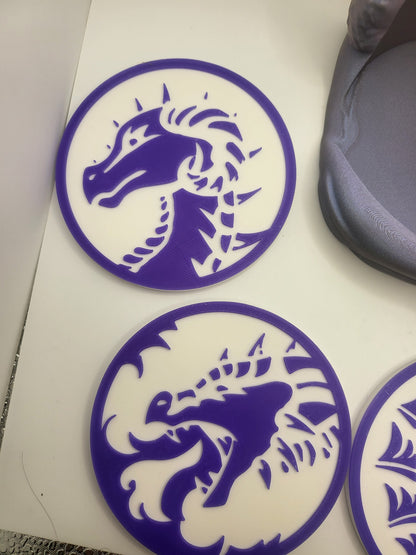Dragon Paw Coaster Holder with Four Dragon-themed Coasters | 3D Print