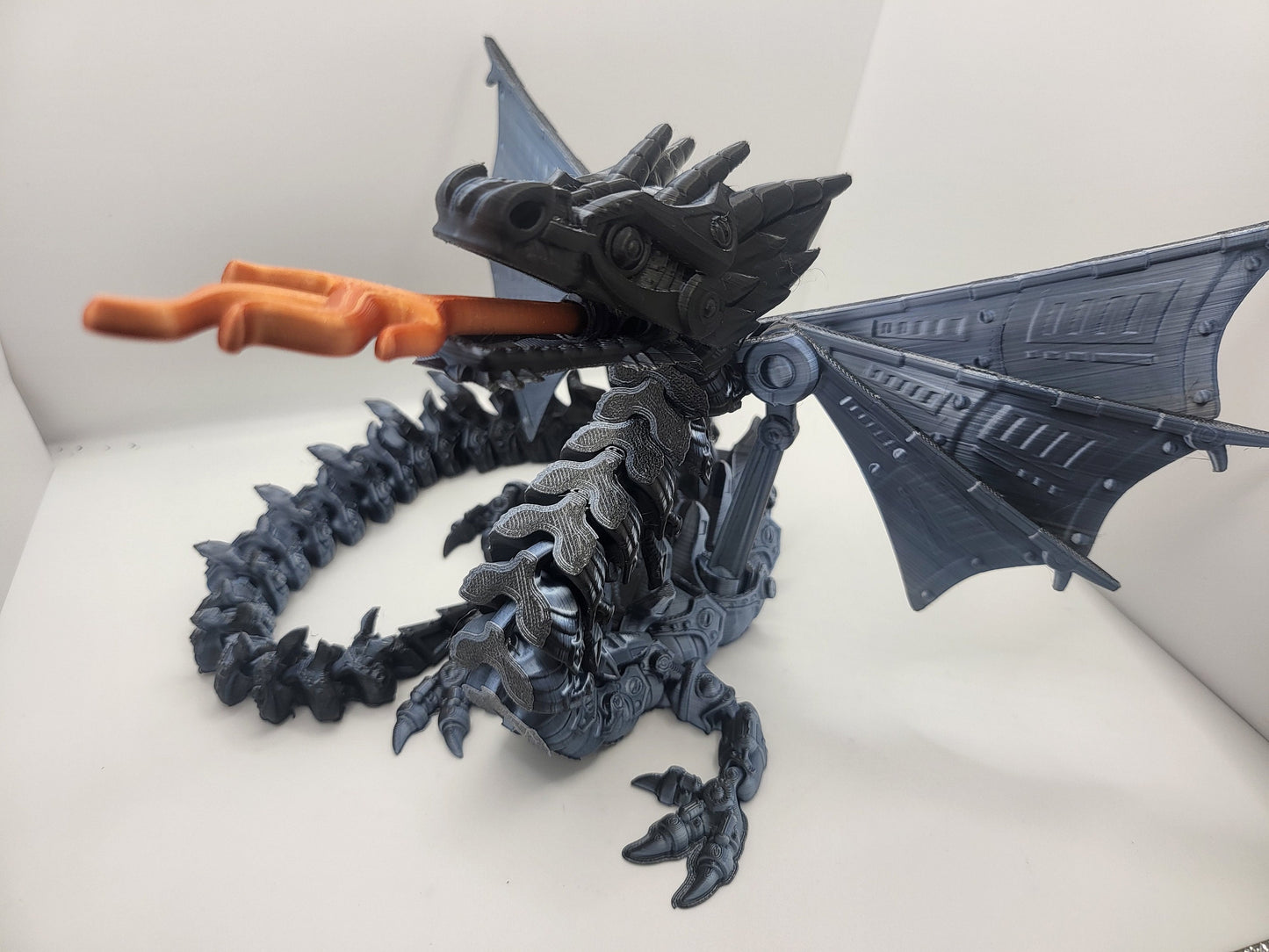 Winged Mech Dragon 3D Print Available in Single or Dual Color