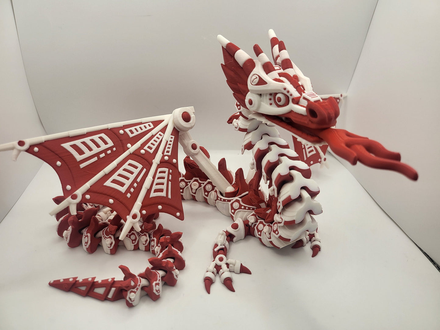 Winged Mech Dragon 3D Print Available in Single or Dual Color