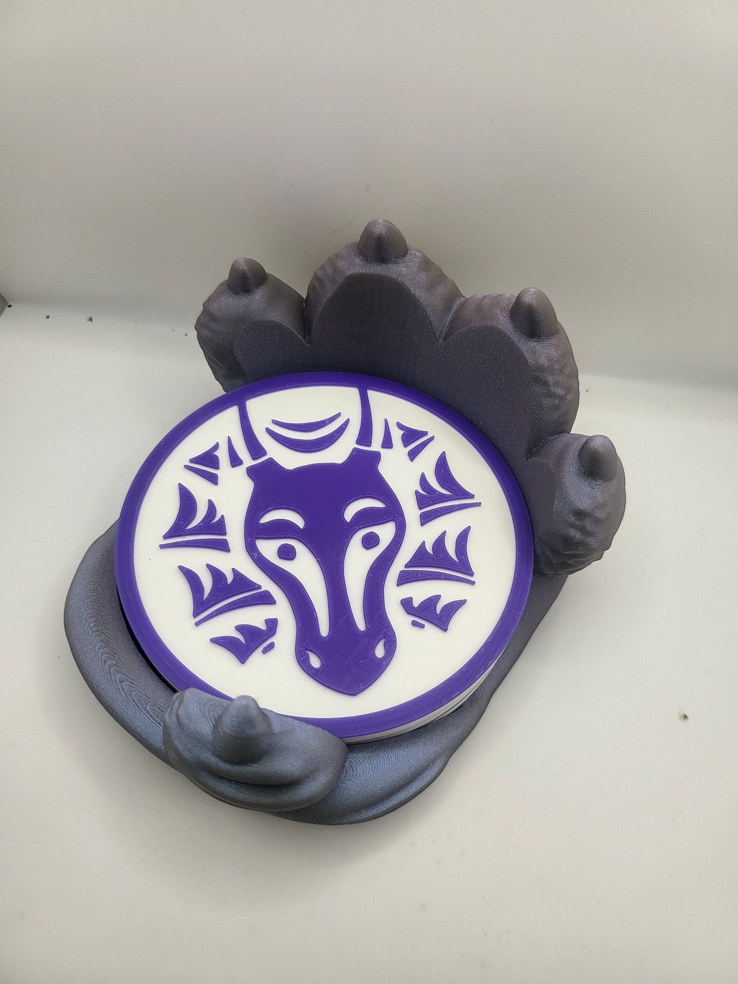 Dragon Paw Coaster Holder with Four Dragon-themed Coasters | 3D Print