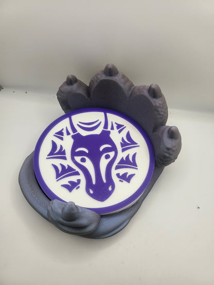 Dragon Paw Coaster Holder with Four Dragon-themed Coasters | 3D Print
