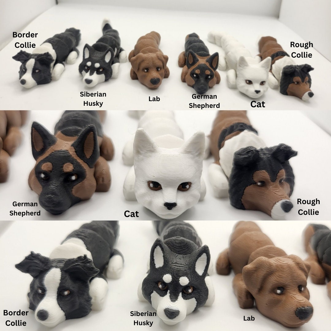 Flexi Dog or Cat with Optional House Doghouse | Over 80 Breeds Available and Custom Color Customization | 3D Print