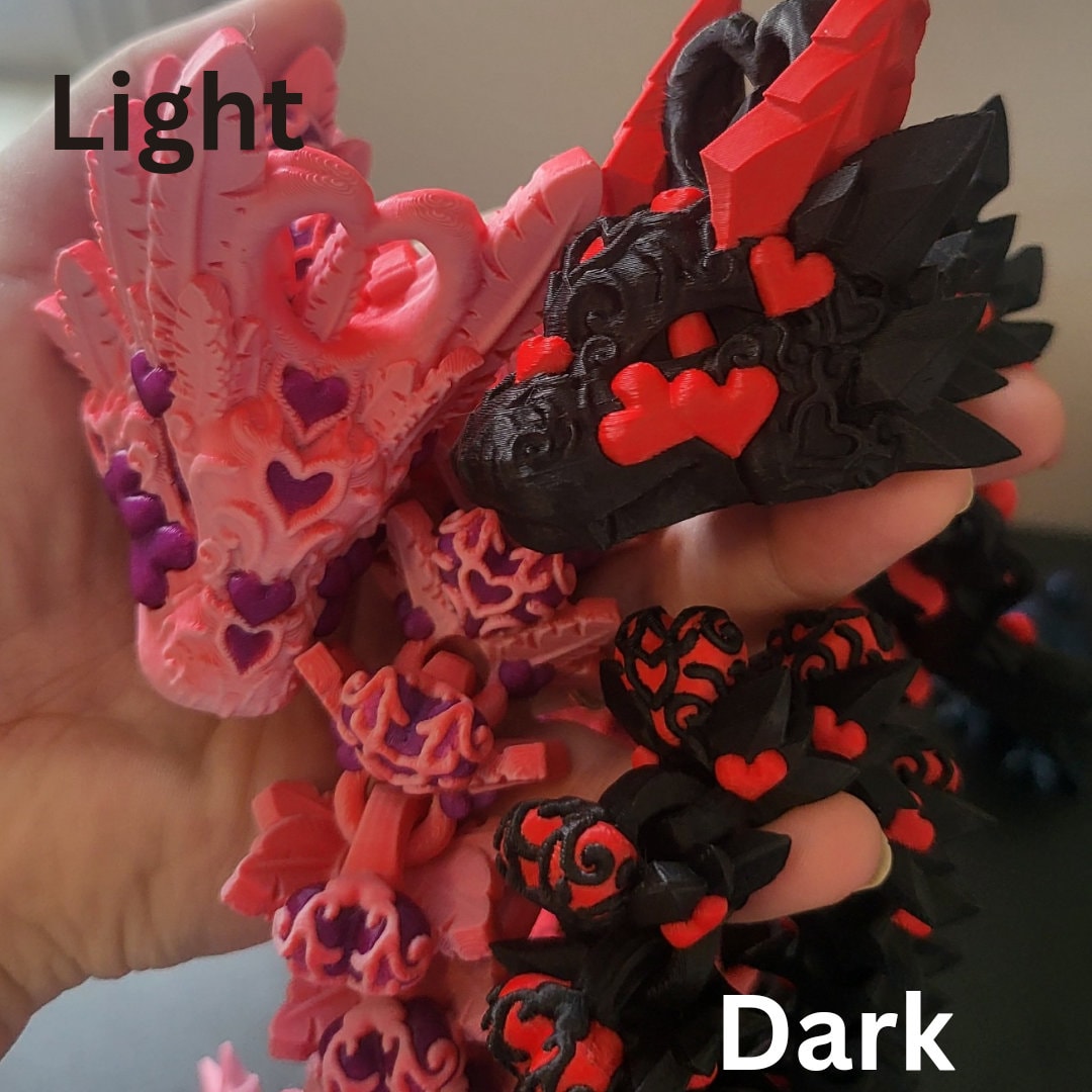 Heart Dragon "Light" or "Dark" Version | Available in Single Color or Dual Color | 3D Print